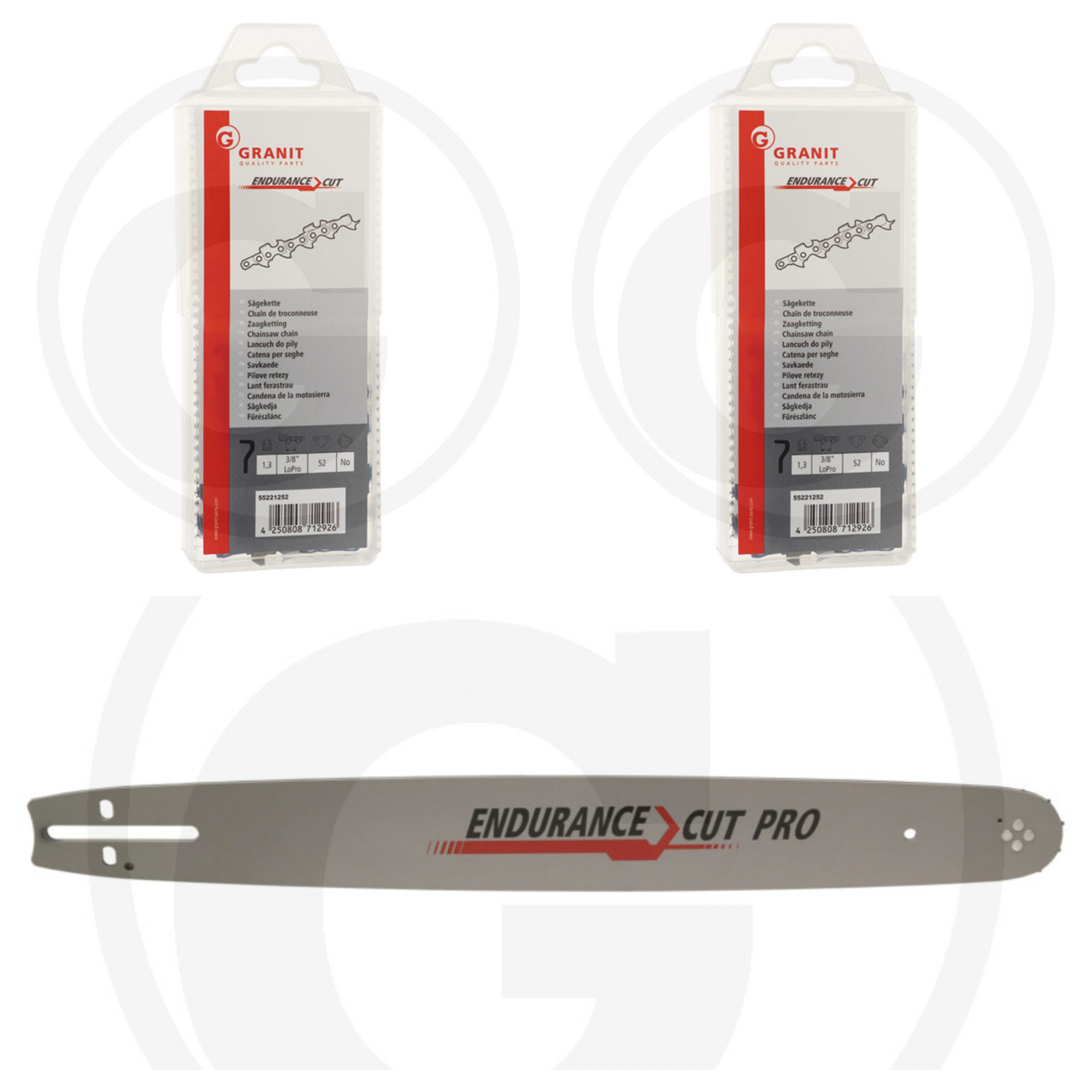 Juhtplaat + 2 x saekett - 14″ | 1.3mm | 3/8″ | 52 lüli